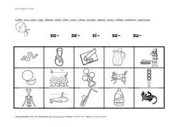 Loto  Fonético S  inicial
(sable, seso, sidra, sopa, salmón, señal, sobre, sauce, sobao, secador, sábana, sirena, silbato, so