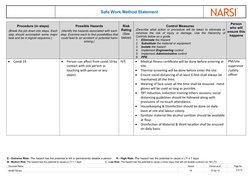 Safe Work Method Statement
Procedure (in steps)
(Break the job down into steps. Each
step should accomplish some major
task a
