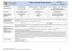 |
Task: Concrete & Formwork 
SWMS/JSA
Version:5
May 2019 SA 
SWMS Prepared by:
SA Formwork & Concrete
SWMS/JSA  Approved by: