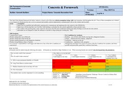 SA Formwork & Concrete 
Construction
Concrete & Formwork
SWMS/JSA
Version: 
May 2019 SA
Builder: Kennett Builders  
Project N