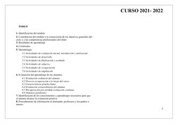 CURSO 2021- 2022
ÍNDICE
1. Identificación del módulo 
2. Contribución del módulo a la consecución de los objetivos generales