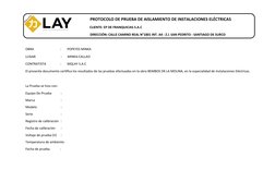 PROTOCOLO DE PRUEBA DE AISLAMIENTO DE INSTALACIONES ELÉCTRICAS
              CLIENTE: EP DE FRANQUICIAS S.A.C
DIRECCIÓN: CALL