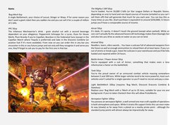 Items 
 
'Bug Mech 0cp 
A single Battlemech, your choice of Locust, Stinger or Wasp. If for some reason you 
don't want a gia