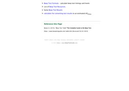 Beep Test Formula  (https://www.beeptestguide.com/formula.htm)- calculate beep test timings and levels
List of Beep Test Reso