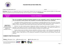 Teacher Reflection Form for 2025 Applicants | PDF | Learning | Teachers