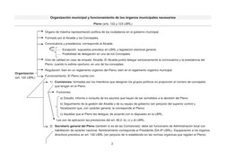 2
Organización municipal y funcionamiento de los órganos municipales necesarios
Pleno (arts. 122 y 123 LBRL)
Organización
(ar