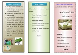 
Cortar la hoja de sábila y retirar
las espinas.

Dejar  remojar  en  agua  una
noche para quitar iodo, 

Cortar por la mi