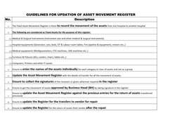GUIDELINES FOR UPDATION OF ASSET MOVEMENT REGISTER
No.
Description
1
2
The following are considered as Fixed Assets for the p