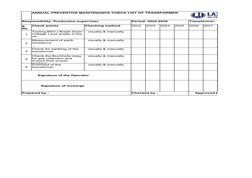 Checklist Transformator Daily Transformer Maintenance Checklist | PDF | Transformer ...