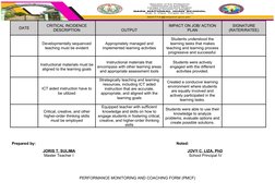 PMCF Template for Teacher Evaluation | PDF