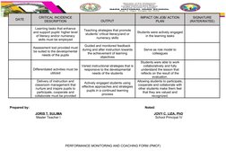 PMCF Template for Teacher Evaluation | PDF