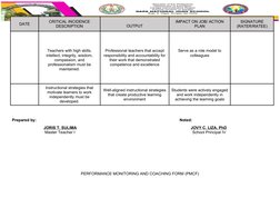 PMCF Template for Teacher Evaluation | PDF