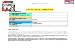 Plan Anual de Tutoría 5to Secundaria 2023 | PDF | Aprendizaje | Evaluación