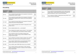 7 Periodicity 
Checklist 
 
OCR Chemistry A 
 
Periodicity 
 
Specification 
reference 
Checklist  
questions 
 
3.1.1 a i 
C