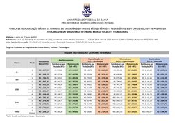 UNIVERSIDADE FEDERAL DA BAHIA 
PRÓ-REITORIA DE DESENVOLVIMENTO DE PESSOAS 
 
TABELA DE REMUNERAÇÃO BÁSICA DA CARREIRA DE MAGI