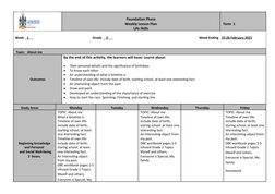 Grade 3 Life Skills Lesson Plan Term 1 | PDF | Learning | Human ...