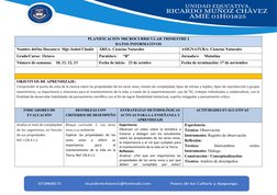 PLANIFICACIÓN MICROCURRICULAR TRIMESTRE I
DATO