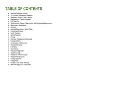 TABLE OF CONTENTS 
• 
Scientific Method in Ecology 
• 
10 Principles of Evaluating Sampling 
• 
Replication, Accuracy and Pre