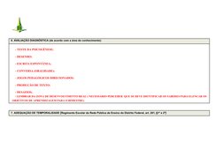 6. AVALIAÇÃO DIAGNÓSTICA (de acordo com a área do conhecimento):
- TESTE DA PSICOGÊNESE;
- DESENHO;
- ESCRITA ESPONTÂNEA;
- C