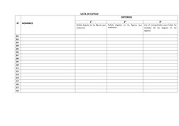 LISTA DE COTEJO
N°
NOMBRES 
CRITERIOS
1°
2°
3°
Señala ángulos en las figuras que
realizaron.
Señala  ángulos  en  las  figura