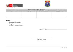 II.3.
BLOQUE 3
ACCIÓN TUTORIAL CON LAS FAMILIAS
ACTIVIDADES
LOGROS
DIFICULTADES
SUGERENCIAS
ANEXOS:

Adjuntar algunas sesion