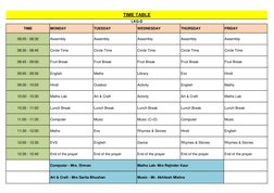 LKG and UKG Class Timetable 2025 | PDF
