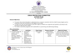 Sample Program Child Protection Child Protection Action Plan 2024-2025 | PDF | Child Protection | Teachers
