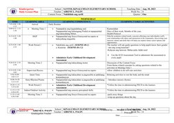 Kindergarten Daily Lesson Plan: Week 1 | PDF | Teachers | Lesson Plan