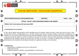 INSTITUCIÓN EDUCATIVA: 038 QUINDEN BAJO
DOCENTE:
AULA:   años
TÍTULO: “FELIZ Y CON CONFIANZA VENGO A MI JARDIN”
FECHA: Del 11