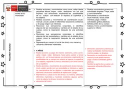 PSICOMOT RICIDAD
Se desenvuelve de 
manera autónoma a 
través de su 
motricidad
Realiza acciones y movimientos como correr,