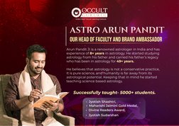 india’s best* occult learning institute
Our Head of Faculty and Brand Ambassador
ASTRO ARUN PANDIT
 Successfully taught- 5000