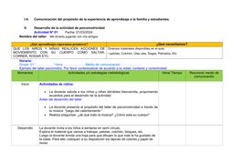 I.4.
Comunicación del propósito de la experiencia de aprendizaje a la familia y estudiantes. 
II.
Desarrollo de la actividad