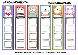 @psico_mporienta
separa palabras de 2, 3, 4 sílabas del tablero inicial de imágenes 
@cler_logopedia
