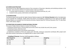 4 
6.0 CURRICULUM STRUCTURE 
The structure of the HND Programme consists of four semesters of classroom, laboratory and wor