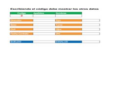 Escribiendo el código debe mostrar los otros datos del empleado 
Codigo
Apellidos
Nombres
3
Dirección
Tipo
Sexo
Turno
Civil
H