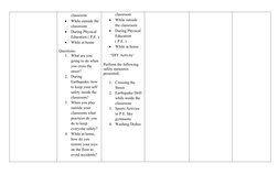 classroom 

While outside the
classroom

During Physical 
Education ( P.E. )

While at home  
Questions:
1. What are you