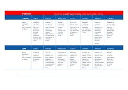2ª SEMANA 
Recuerde que no podrá ingerir ni cocinar con ajo, puerro, cebolla o similares. 
 
COMIDA 
 
LUNES 
 
MARTES