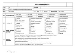 Page 1 of 13
P a g e 1 | 10
RISK ASSESSMENT
RA #
02
LOCATION
TASK
Lifting of Loading and Unloading Miscellaneous Materials
DA