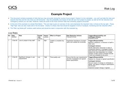 Risk Log
Example Project
•
This document contains examples of risks that you may encounter during the course of your pro