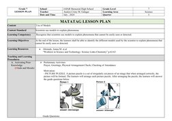 Grade 7 Science Lesson Plan: Use of Models | PDF | Learning | Lesson Plan