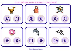 ELIGE LA SÍLABA POR LA QUE EMPIEZA CADA DIBUJO
logopediacreativa.com
DA
DI
DE DU
DO DI
DE
DO
DI
DE
DA DU
