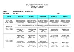 K2 Session Plan.pdf Pre-K2 Session Plan: Quarter 1 Activities | PDF | Pillow | Language ...
