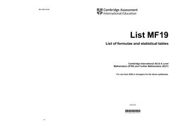 MF19 Formulae and Statistical Tables | PDF | Area | Acceleration