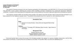 Lesson Exemplar for TLE Grade 7 
Quarter 4: Lesson 4 (Week 4) 
SY 2024-2025 
 
 
This material is intended exclusively