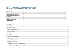 ISO 27001:2022 Internal Audit Report | PDF | Information Security | Audit