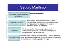 Seguro Marítimo
Asociación mutual de navieros
y fletadores 
Comité de Directores
Formado por representantes de los navieros
F