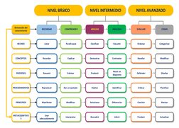 NIVEL BÁSICO
Dimensión del 
conocimiento
NIVEL INTERMEDIO
NIVEL AVANZADO
RECORDAR
COMPRENDER
HECHOS
Listar
Parafrasear
Record