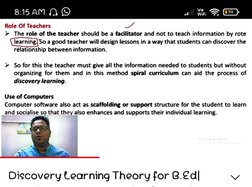 8:15 AM AO 
WFi 
09J 
Role Of Teachers 
The role of the teacher should be a facilitator and not to teach information by rote