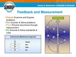 7
Feedback and Measurement
•Check Examine and Expose
problems
•Act Counter & Solve problems
•Plan Prevent recurrence through