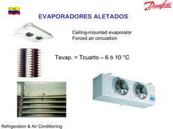Refrigeration & Air Conditioning
Ceiling-mounted evaporator
Forced air circulation
Tevap. = Tcuarto – 6 ó 10 °C
EVAPORADORES